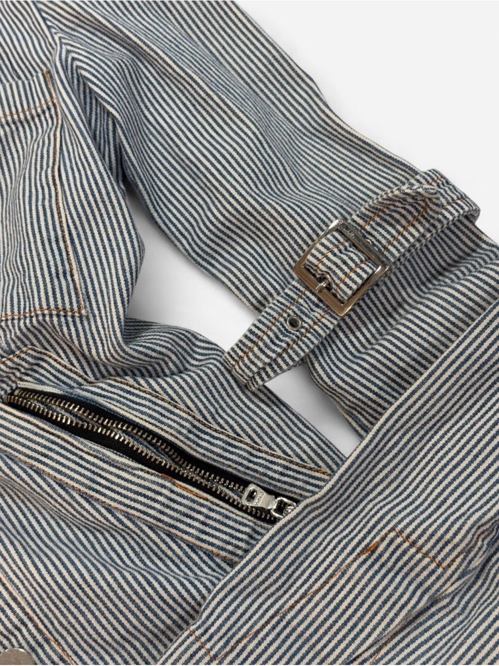 Y2K Italian Striped Utility Jacket in Blue-Gray - Picture 7 of 8